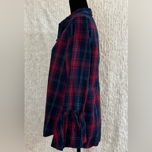 Time and Tru-Red and blue plaid button shirt with bell sleeves, 8-10 - Picture 6 of 6